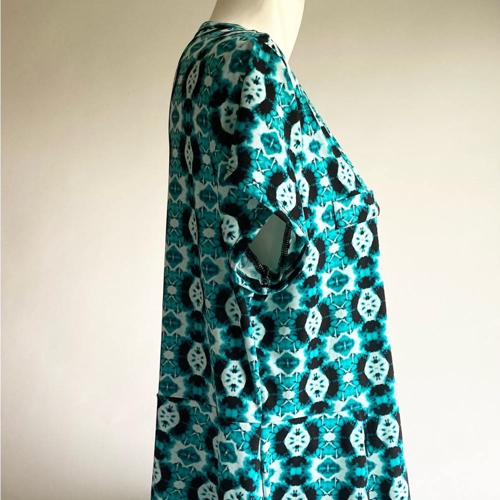 New Dana Buchman Green white Black Polyester Short Sleeves Blouse size XXL - Picture 6 of 13